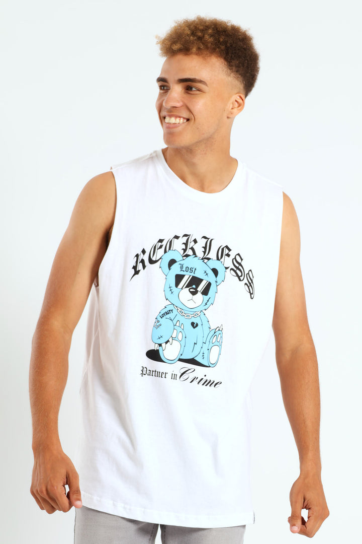 Teddy Muscle Hugger Tee - White