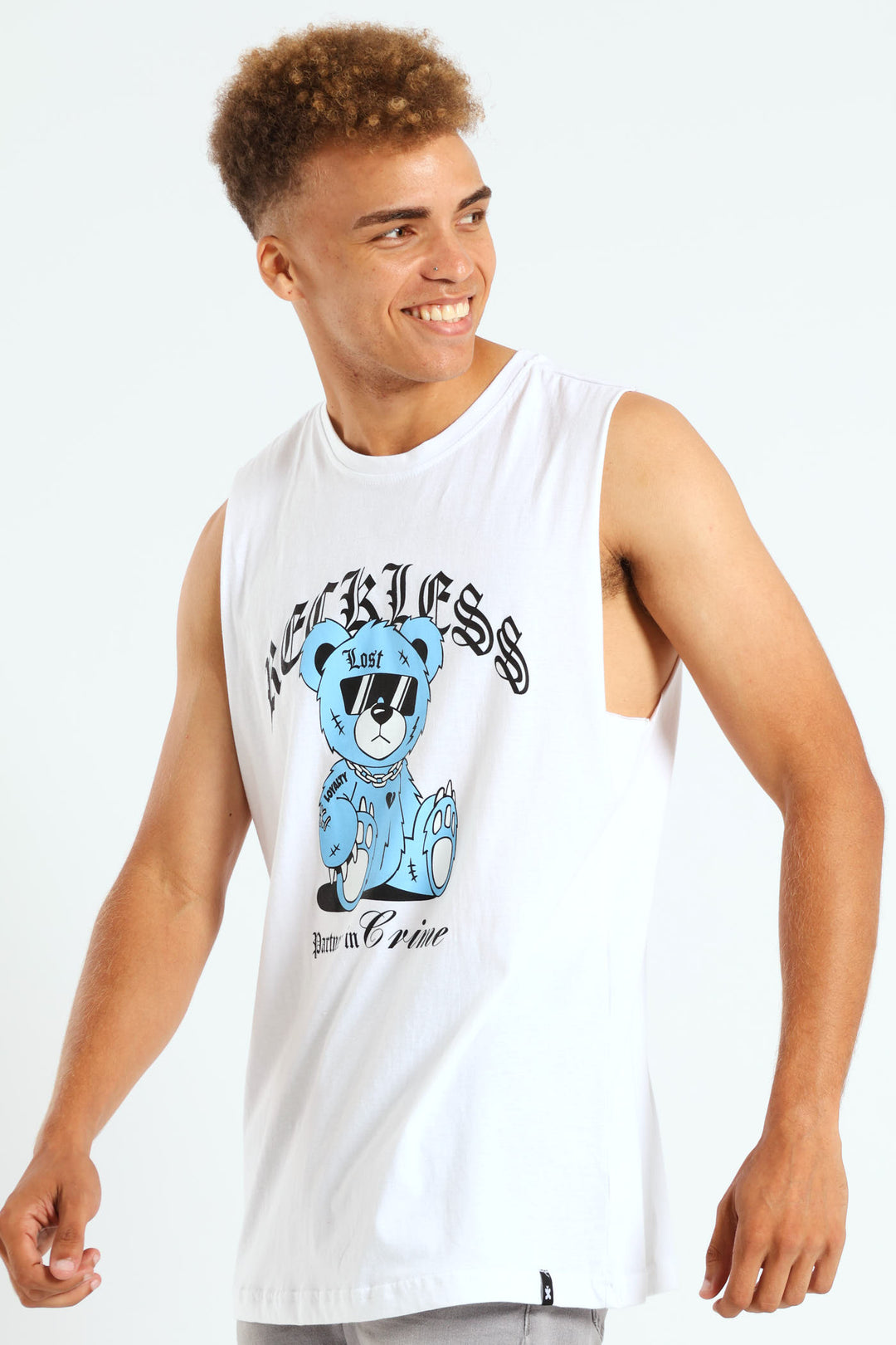 Teddy Muscle Hugger Tee - White