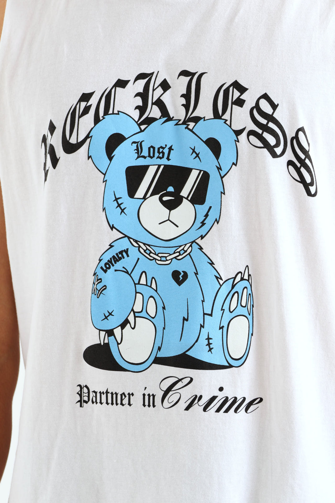 Teddy Muscle Hugger Tee - White