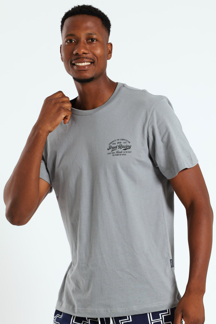 Street Racing Front & Back Tee - Grey Melange