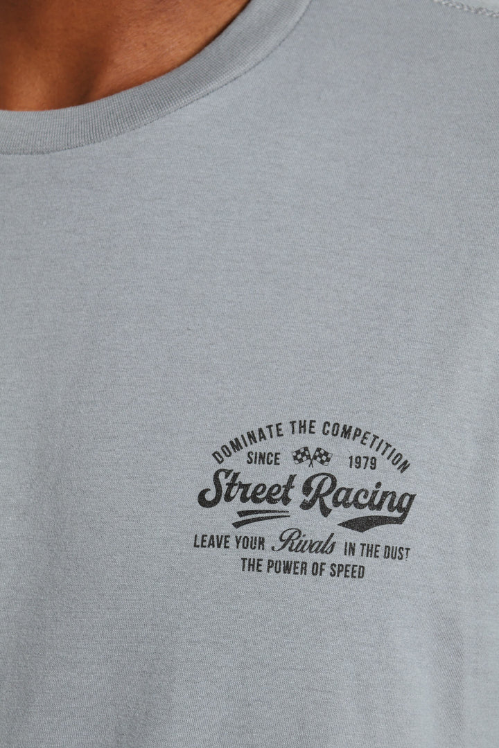 Street Racing Front & Back Tee - Grey Melange