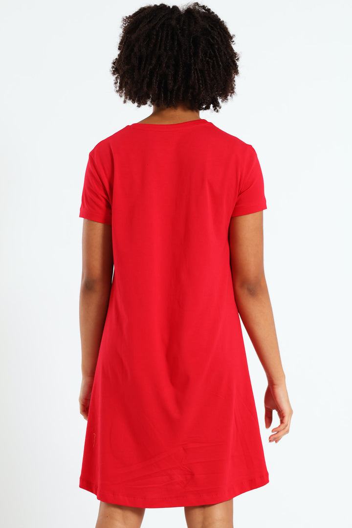 Girls Cara T-Shirt Dress - Red