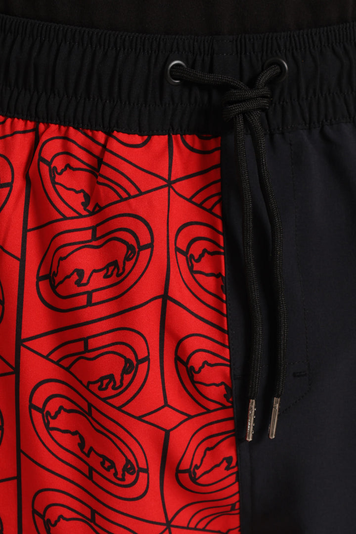 Two Tone Swim Shorts - Black/Red