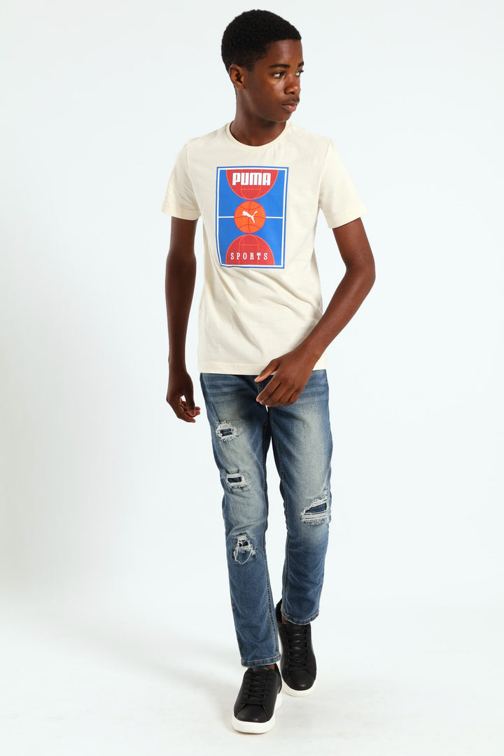 Boys Basketball Tee - White