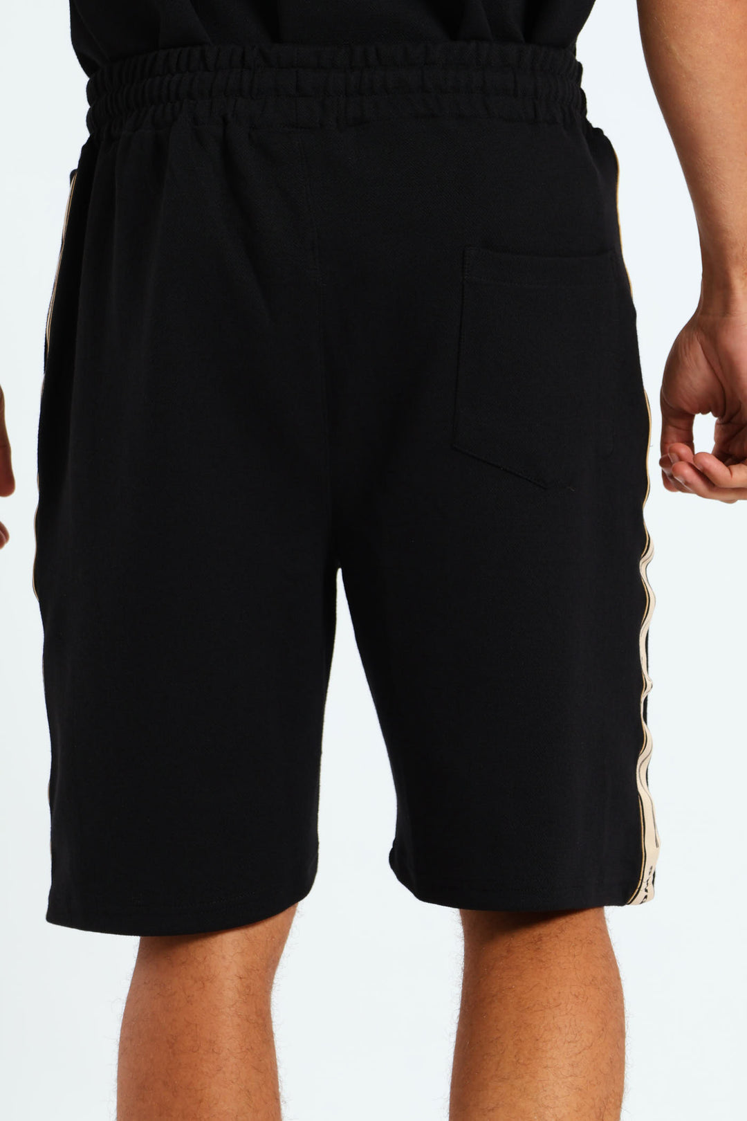 Pique Side Stripe Shorts - Black