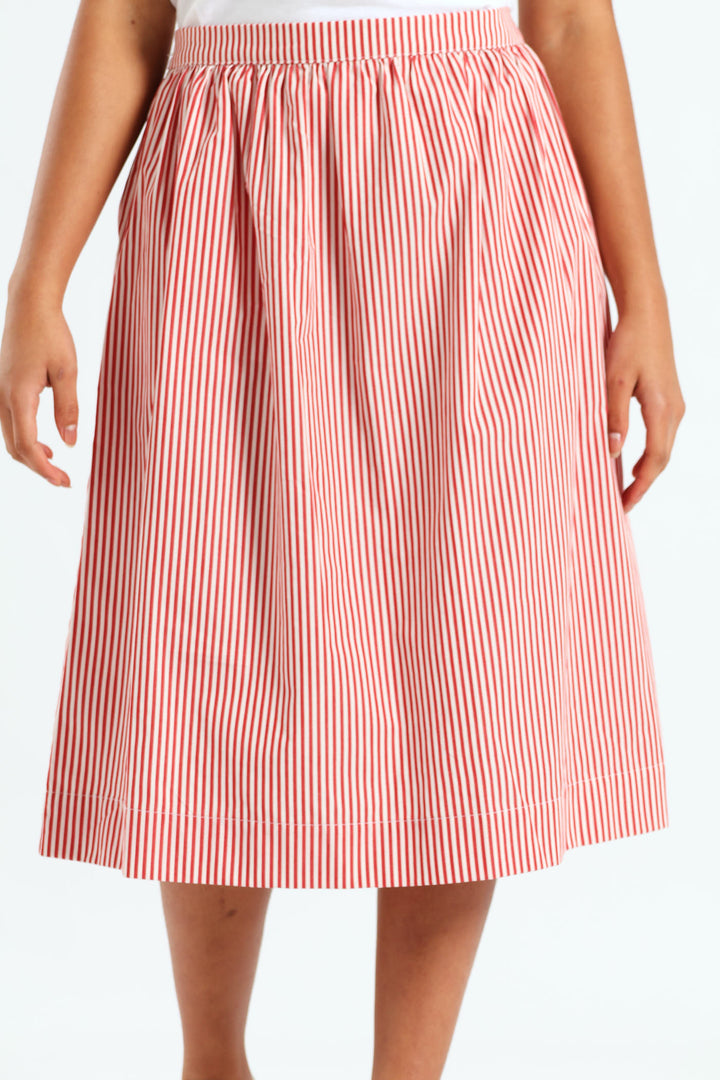 Girls Gillian Stripe Skirt - Red