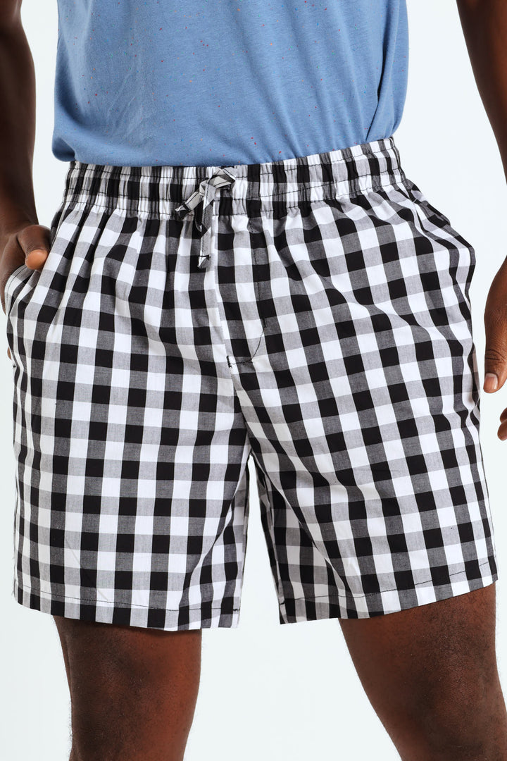 Check Woven Shorts - Black/White