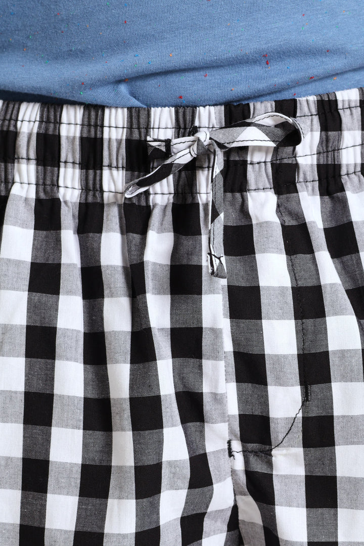 Check Woven Shorts - Black/White