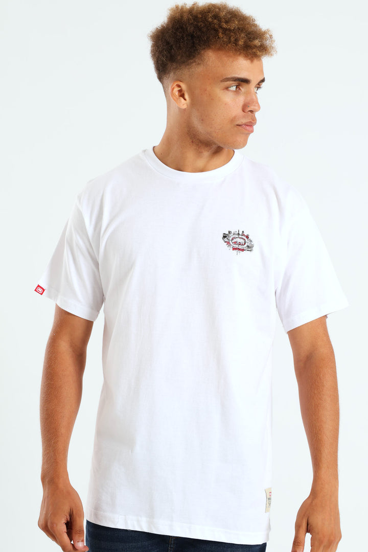 Graffiti Back Print Tee - White