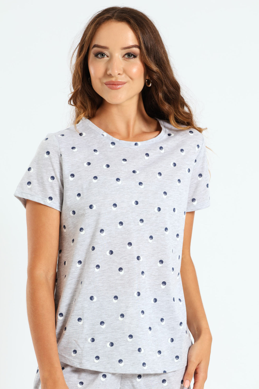 Spot Knit Tee - Grey Melange