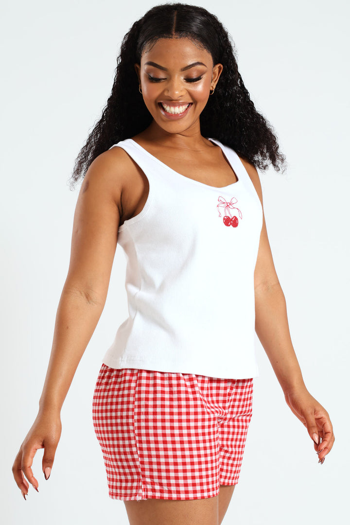 Rib Tank And Boxer Short Set - Red