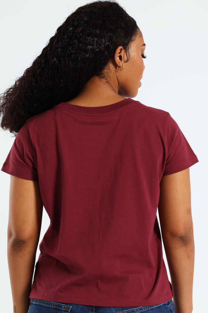 Graphic Boxy T-Shirt - Burgundy