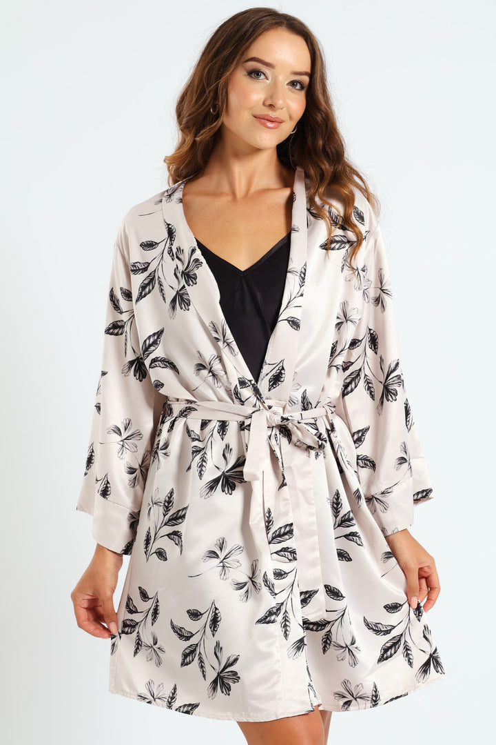 Floral Gown & Chemise - Grey