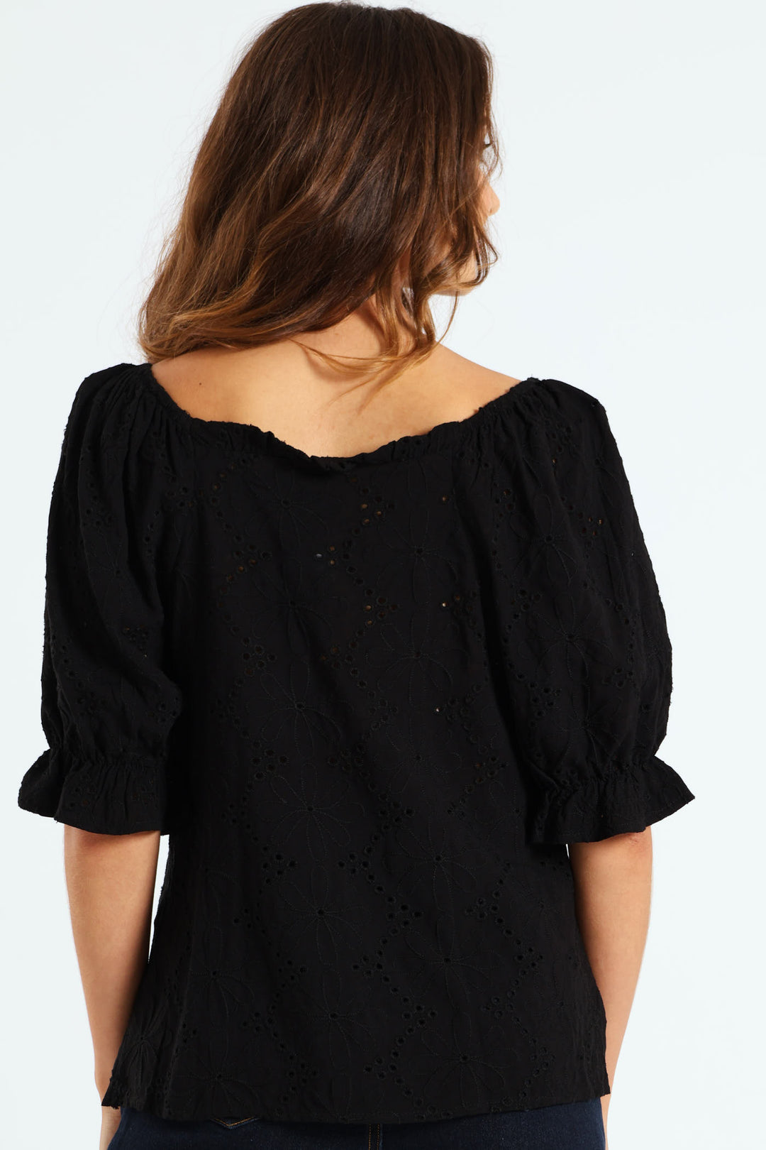 Bardot Anglaise Top - Black