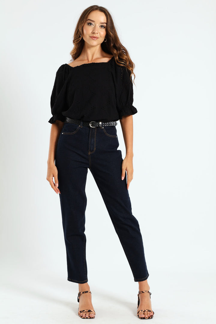 Bardot Anglaise Top - Black