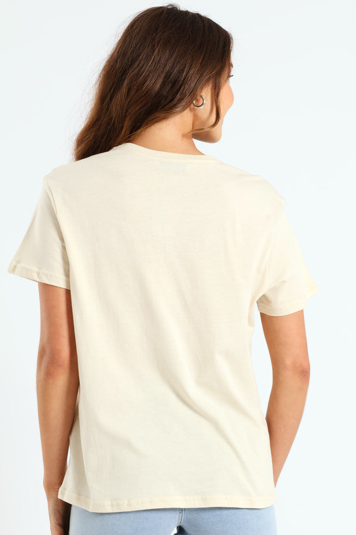 Embroidered Ciao Belle Glitter Vespa Tee - Cream