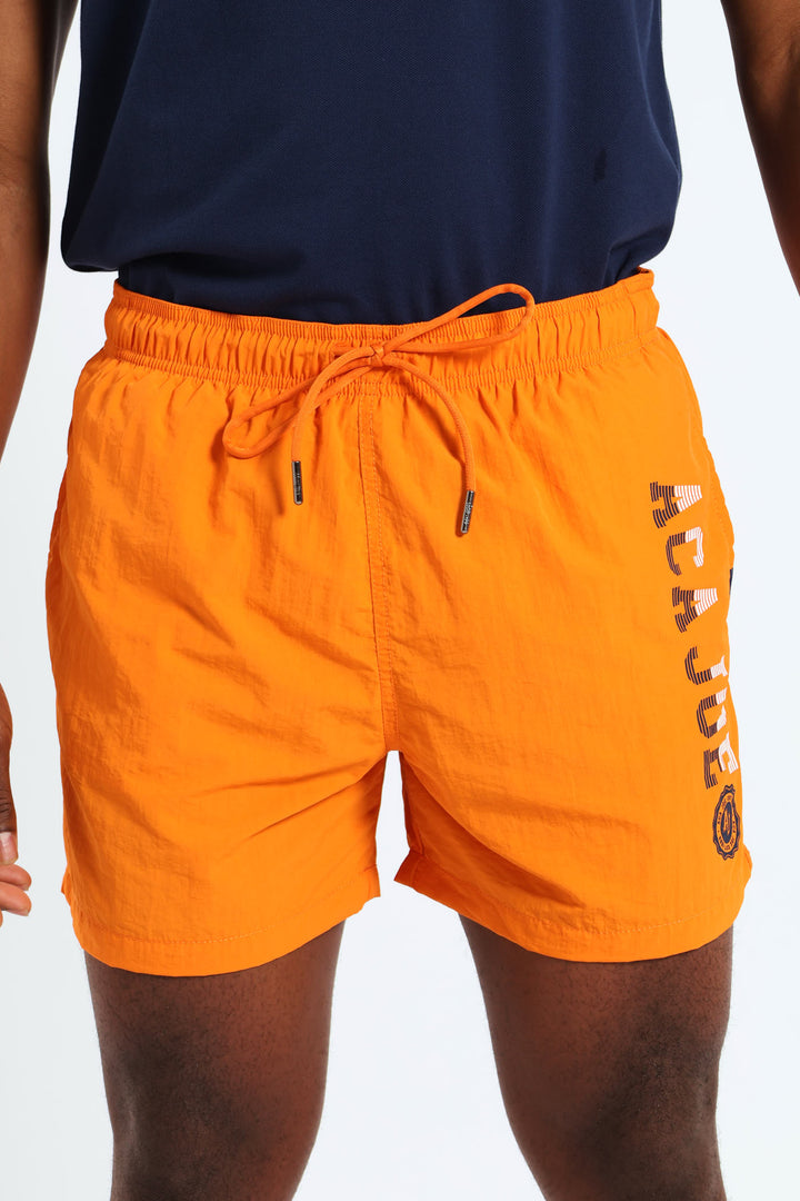 Logo Print Swim Short - Orange