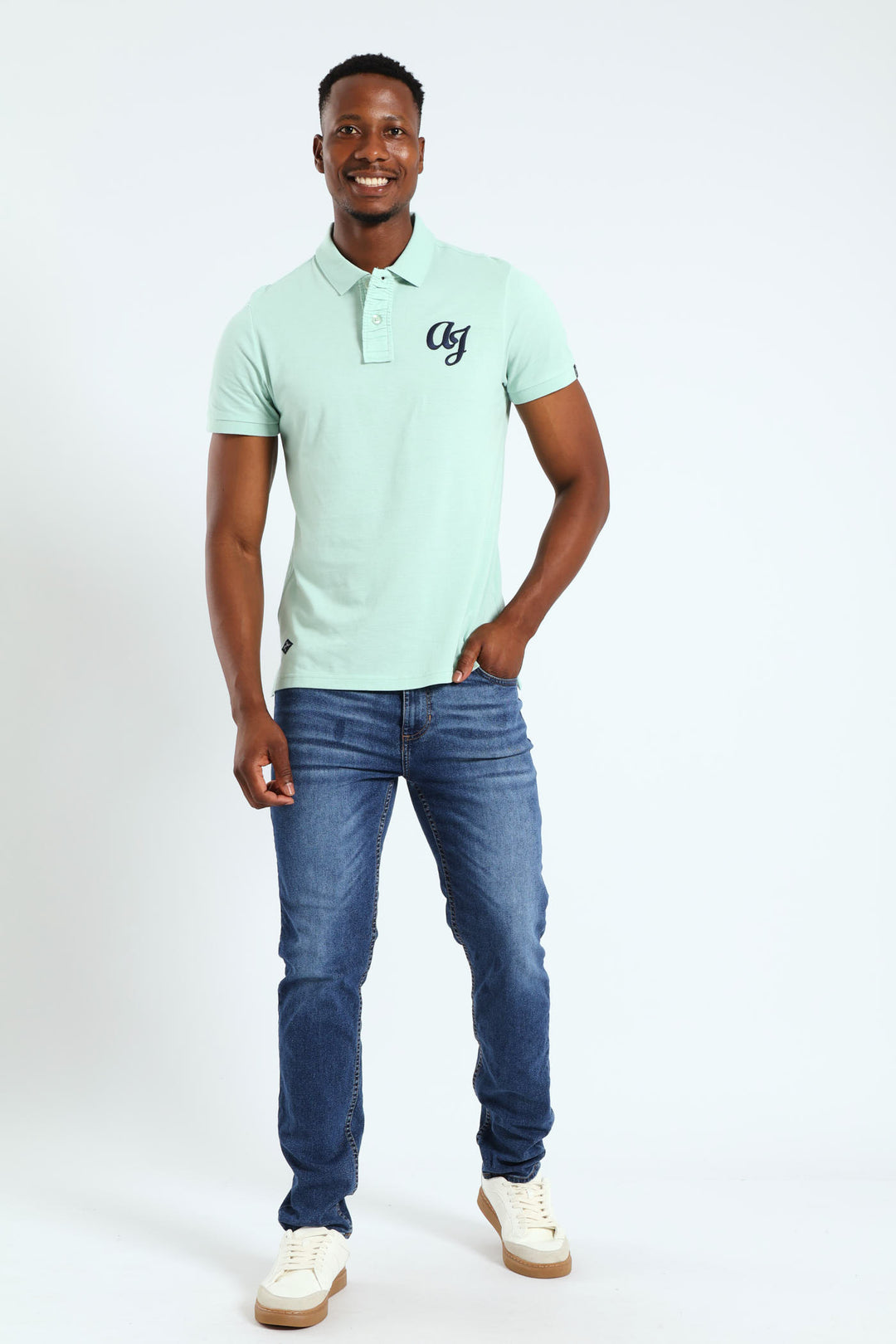 Pique Ruched Placket Golfer - Turquoise