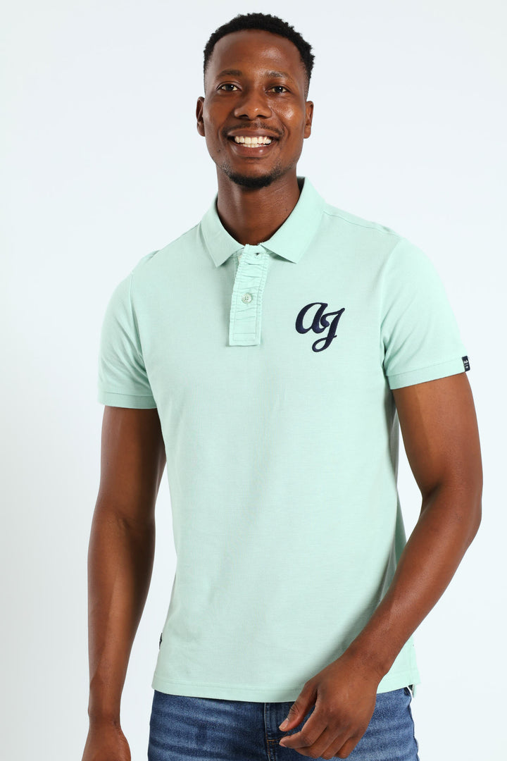 Pique Ruched Placket Golfer - Turquoise