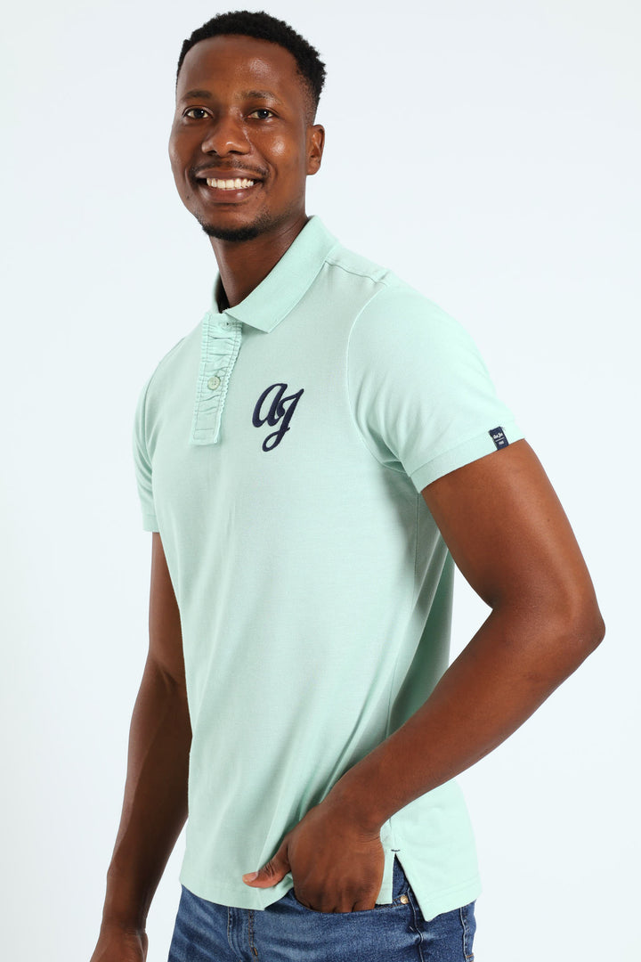 Pique Ruched Placket Golfer - Turquoise