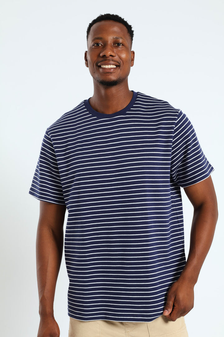 Surface Stripe Tee - Navy