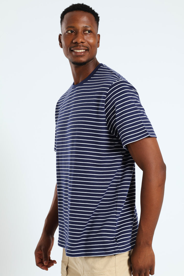 Surface Stripe Tee - Navy