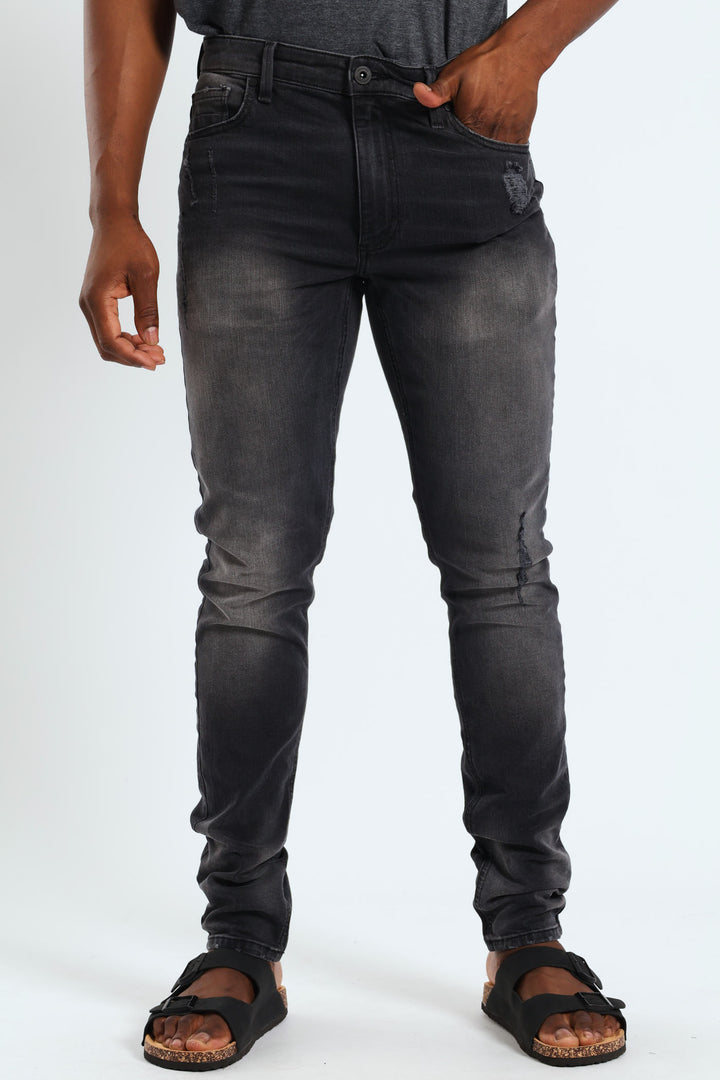 Blasted Ripped Skinny Jean - Black