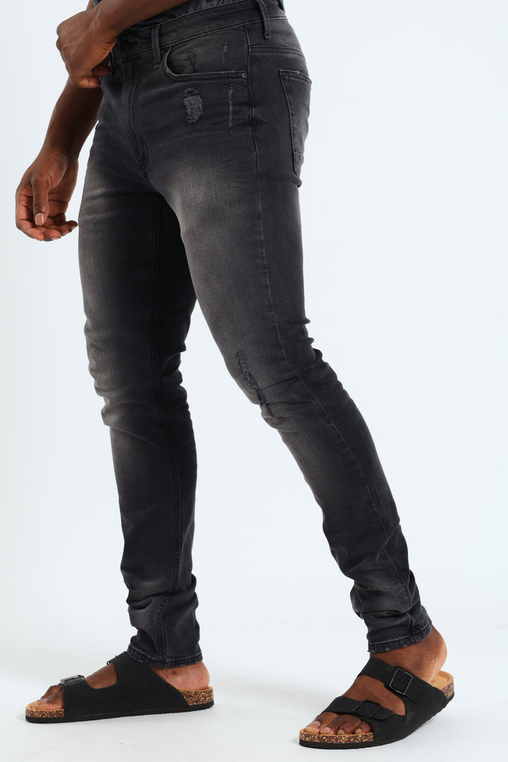 Blasted Ripped Skinny Jean - Black