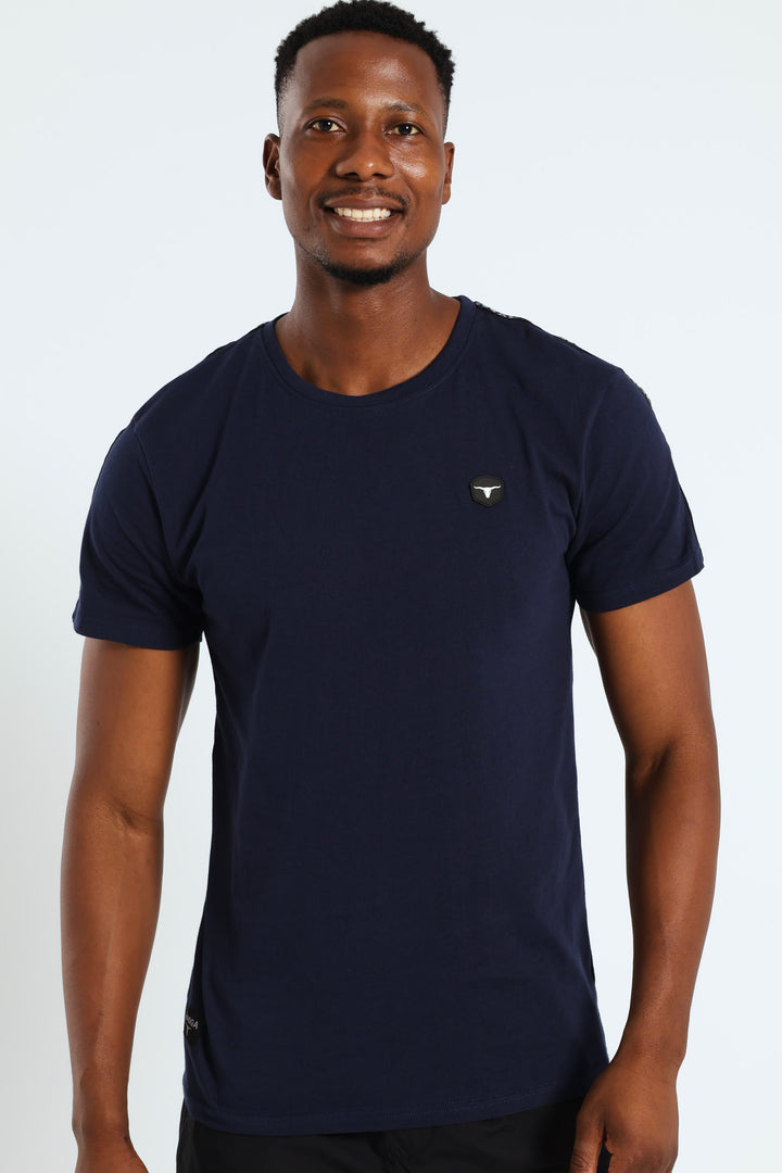 Tape Sleeve Tee - Navy