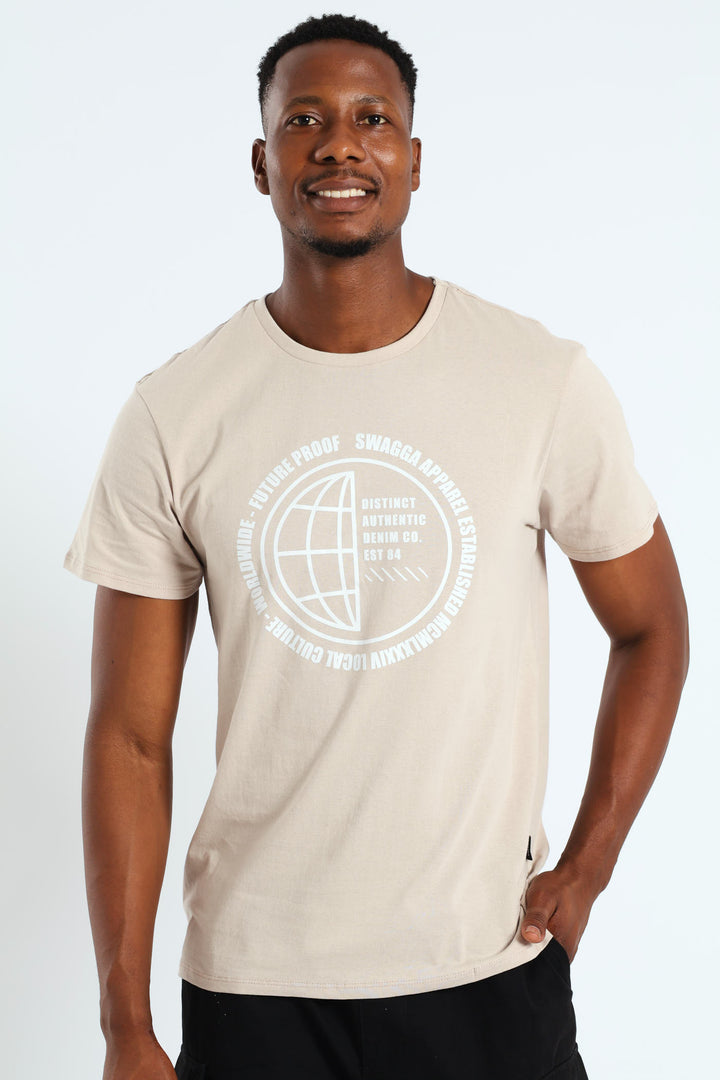 Basic Print TEE- Stone