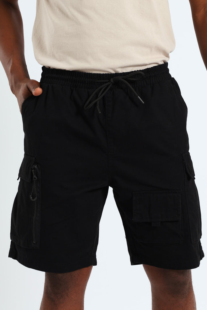 Double Pocket Cargo Shorts - Black