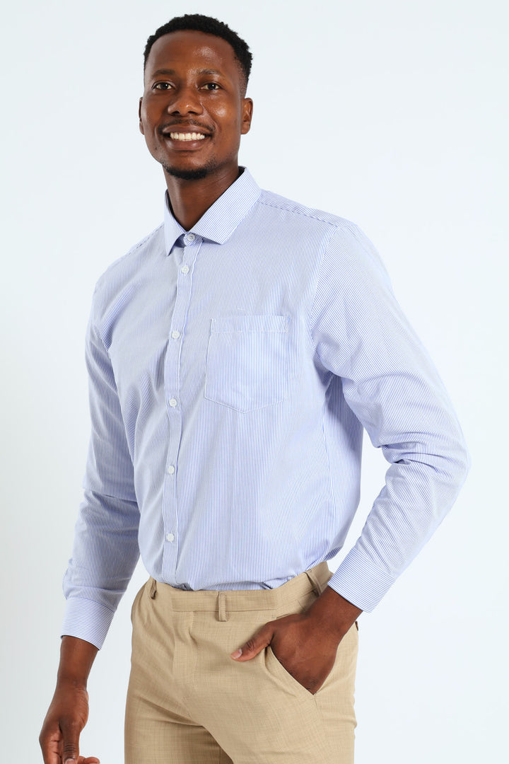 Premium Stripe Shirt - White/Blue