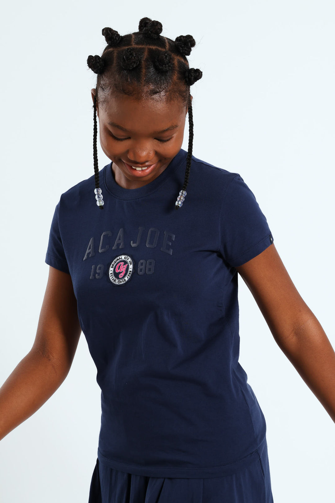 Girls Embroidery Tee - Navy/Blue