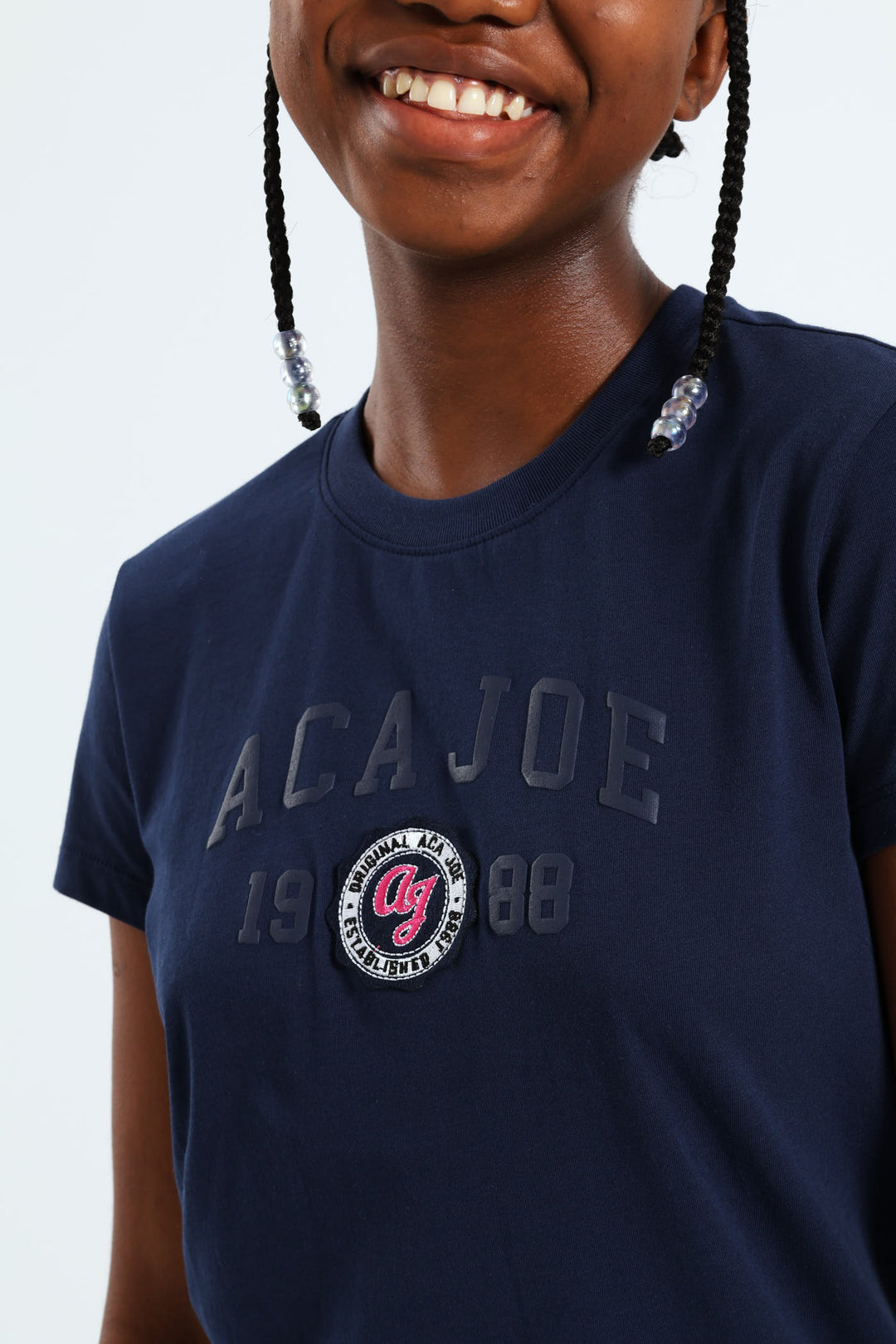 Girls Embroidery Tee - Navy/Blue