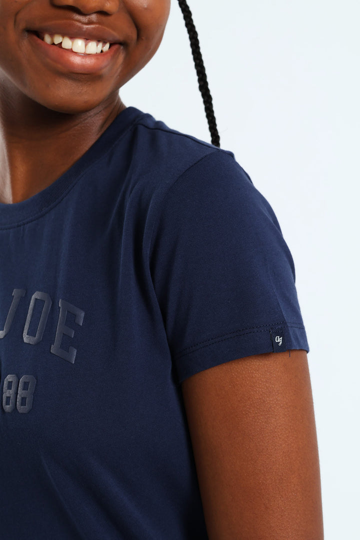 Girls Embroidery Tee - Navy/Blue