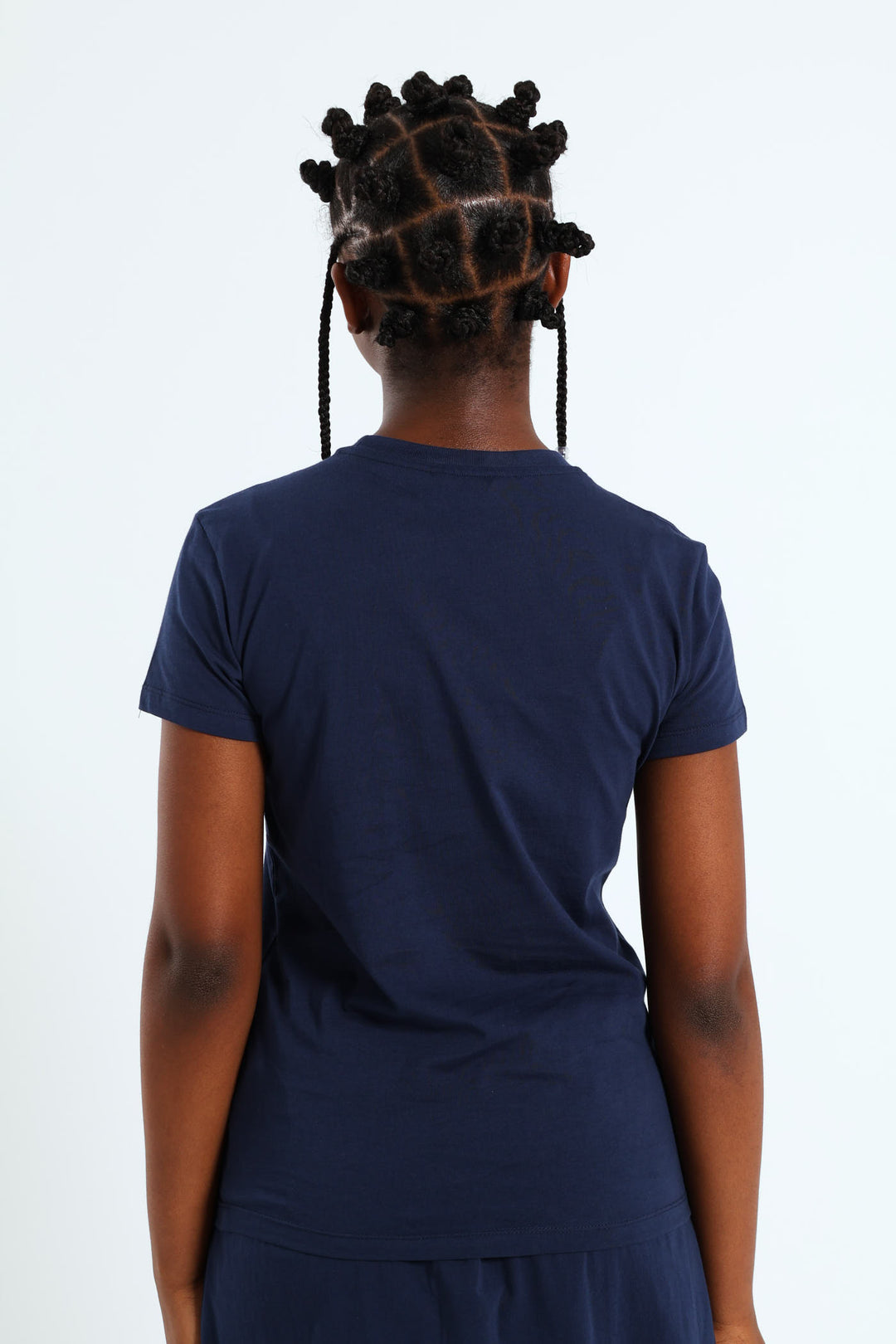 Girls Embroidery Tee - Navy/Blue