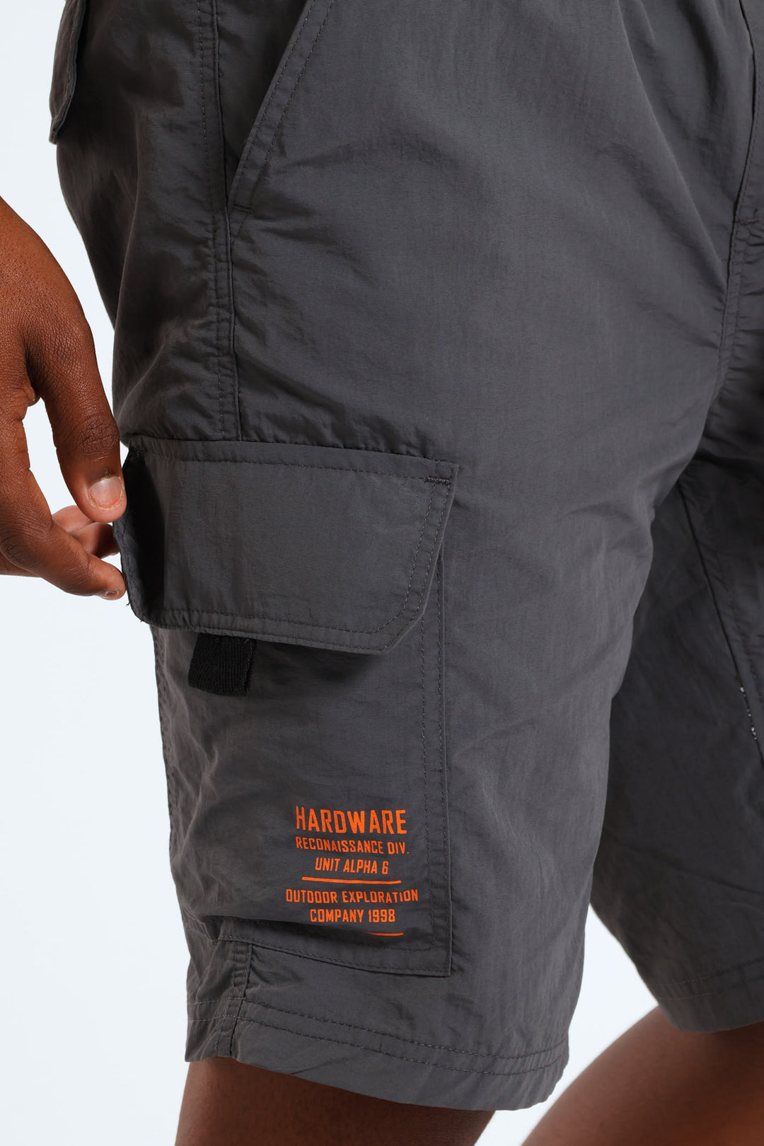 Boys Cargo Parachute Shorts - Dark Grey