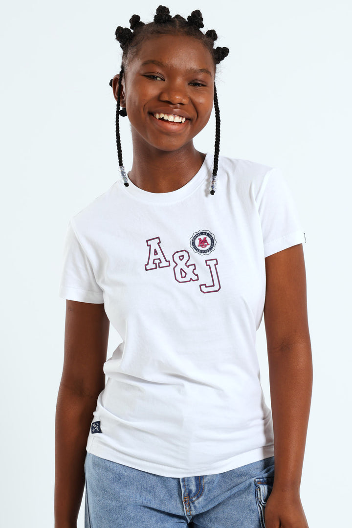 Girls Hd Print Tee - White