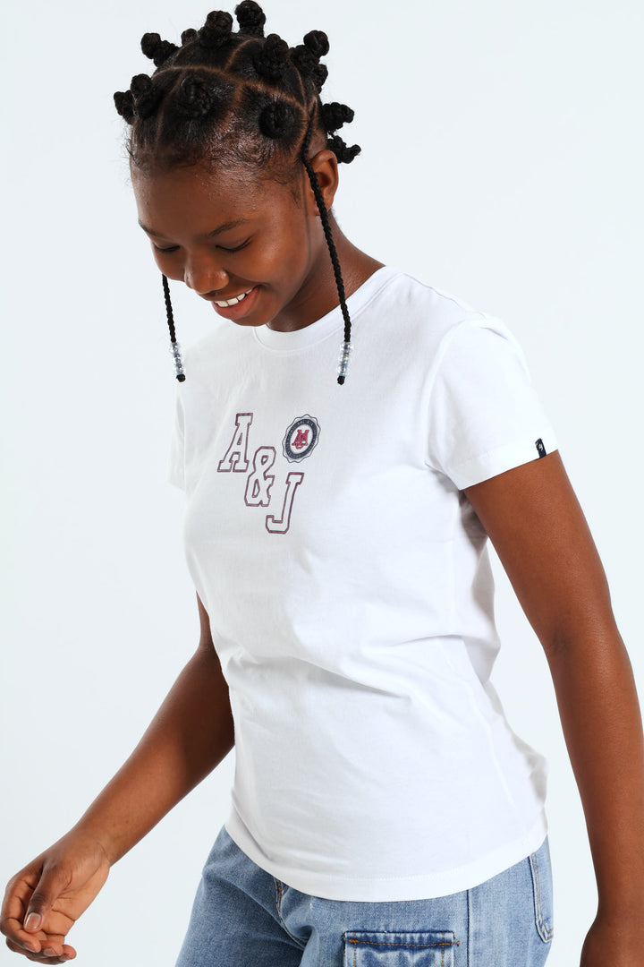 Girls Hd Print Tee - White