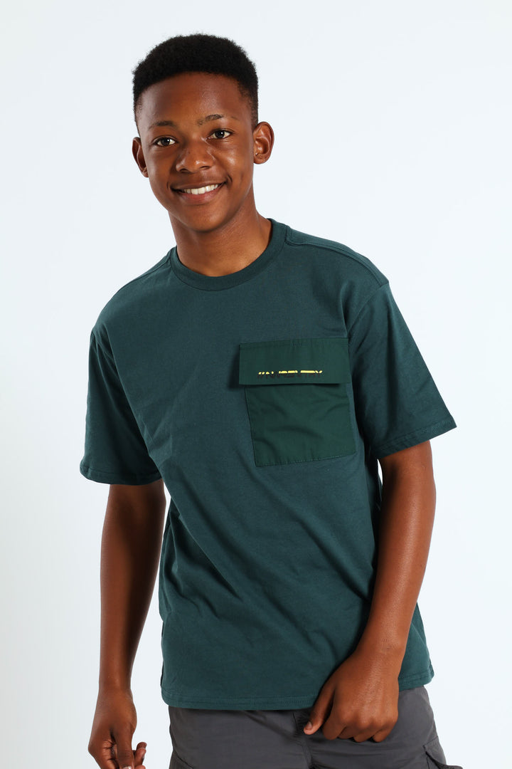 Boys Back Print Pocket Tee - Teal