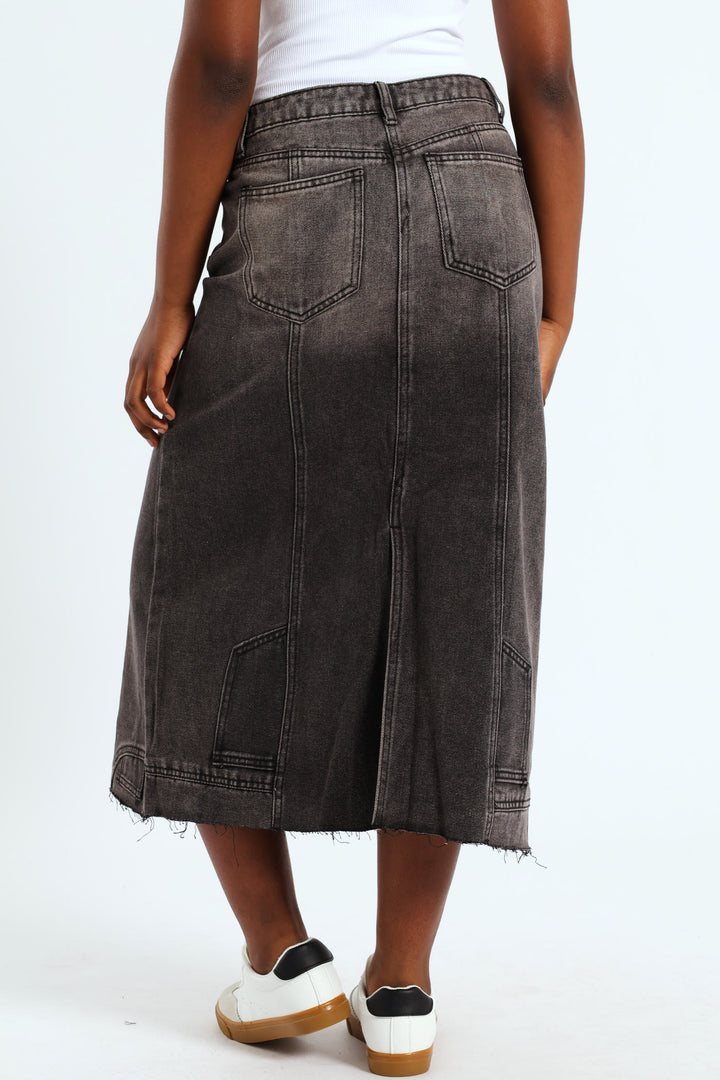 Girls Rigid Midi Denim Skirt - Dark Grey