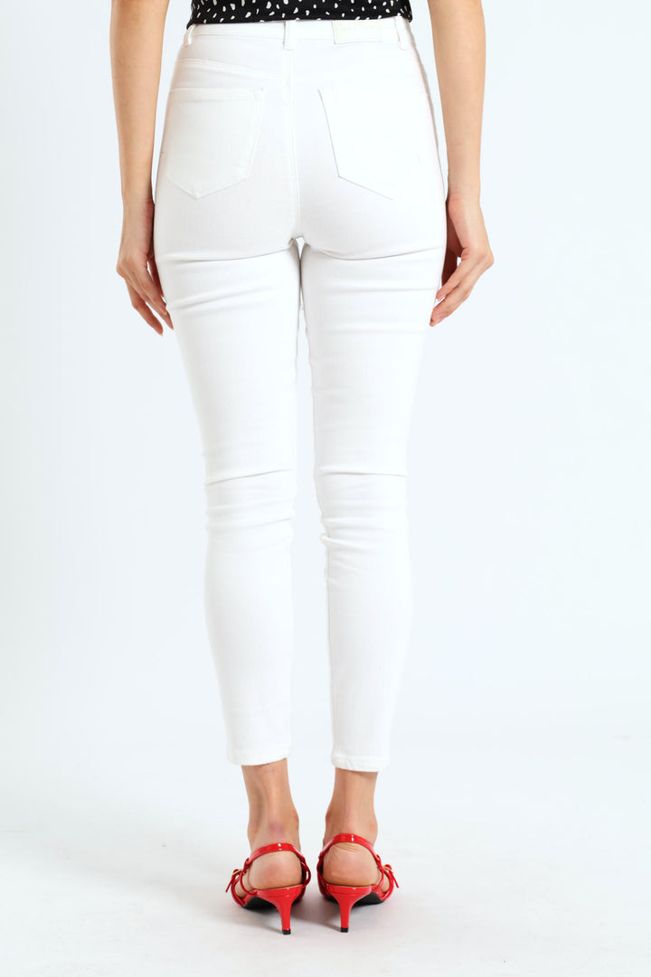 Zigzag Embellished Skinny Jean - White