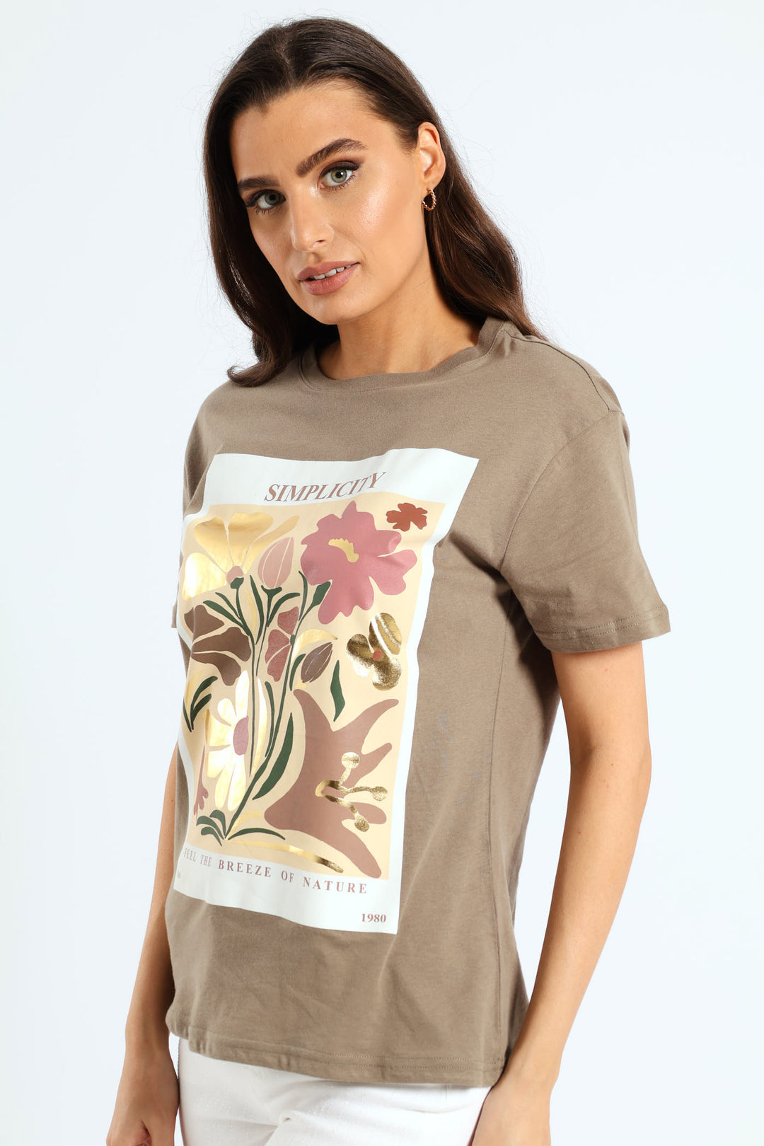 Simplicity Abstract Flowers Tee - Light Fatigue