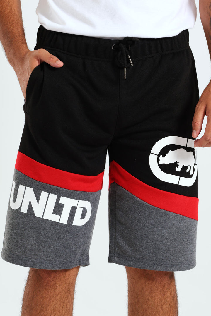 Cut & Sew Fleece Shorts - Black