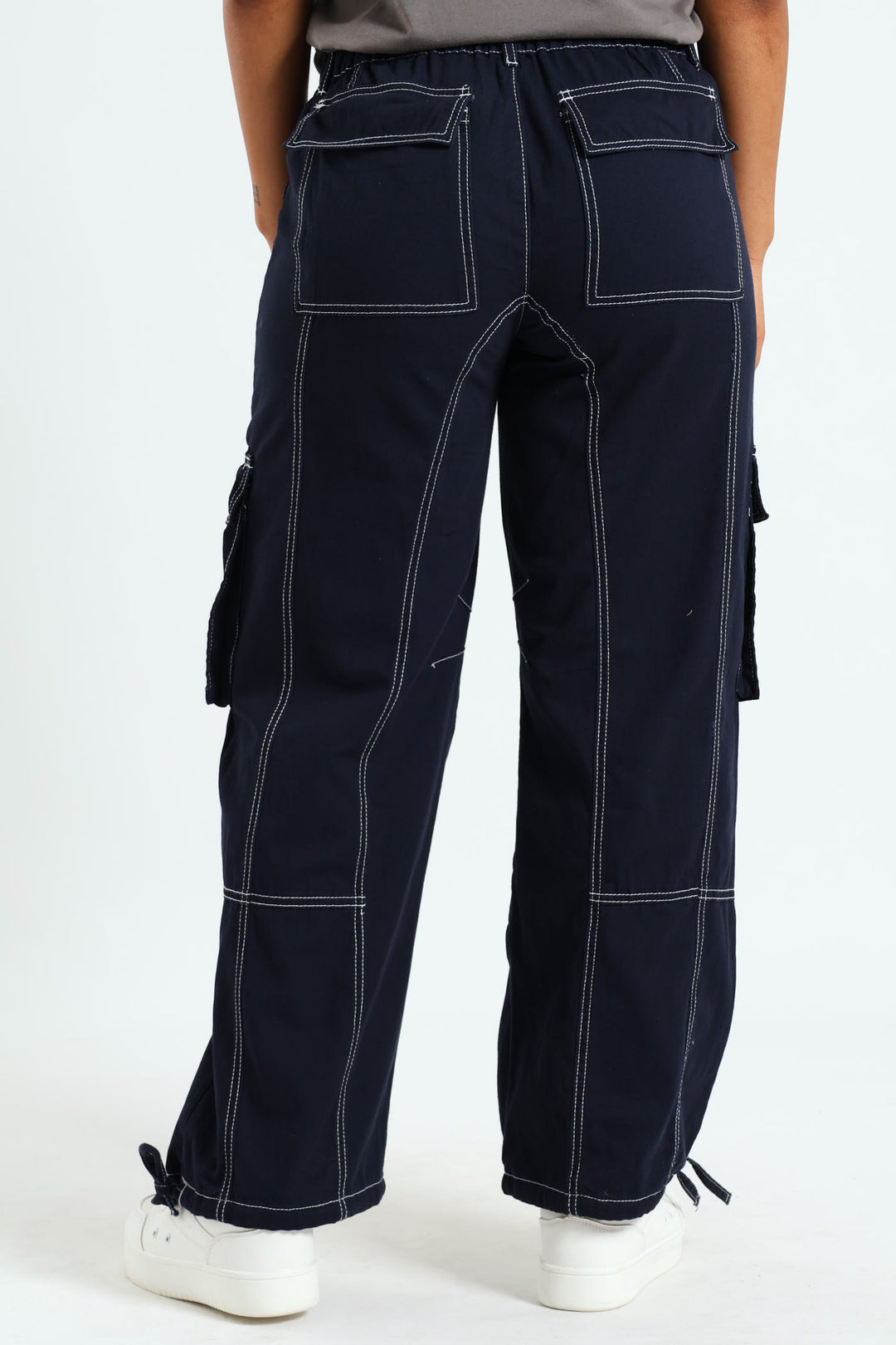 Contrast Cargo Trousers - Navy