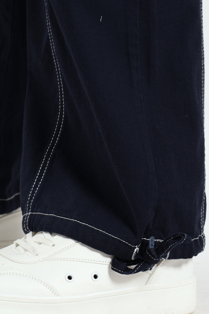 Contrast Cargo Trousers - Navy