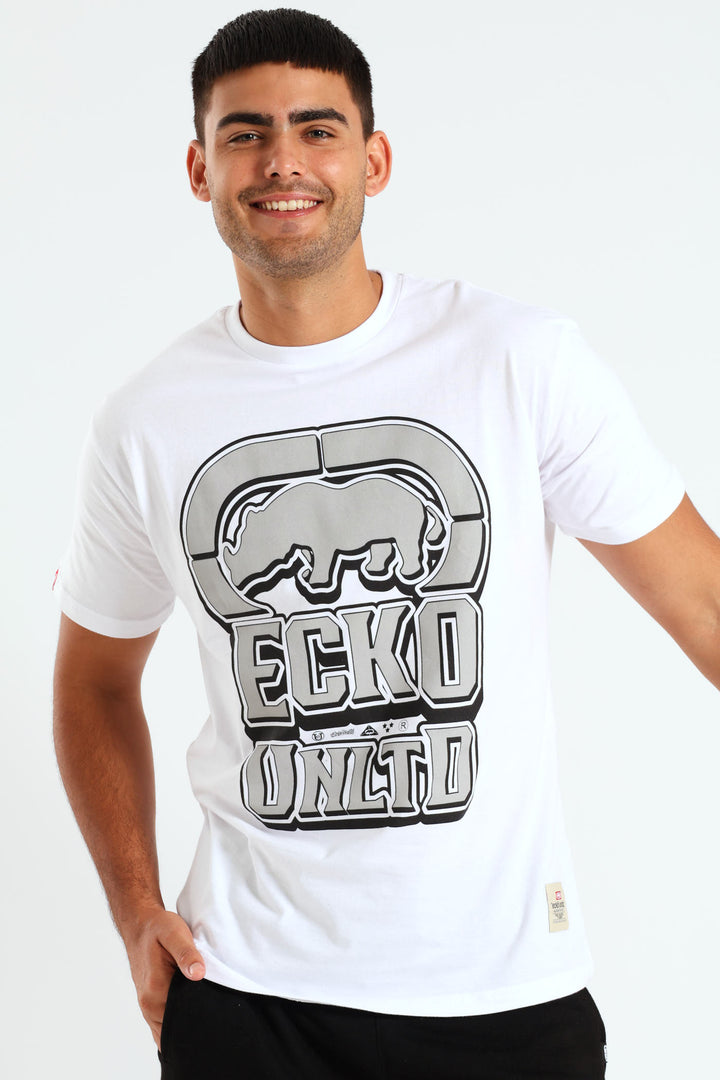 Metallic Print Rhino Tee - White