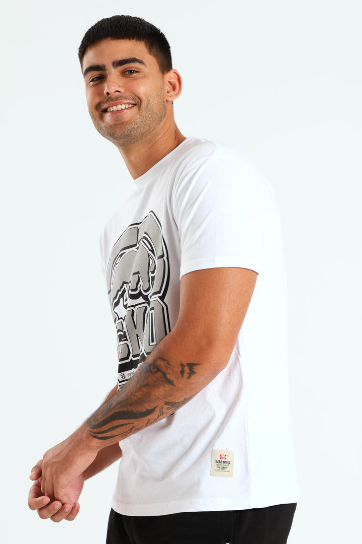 Metallic Print Rhino Tee - White