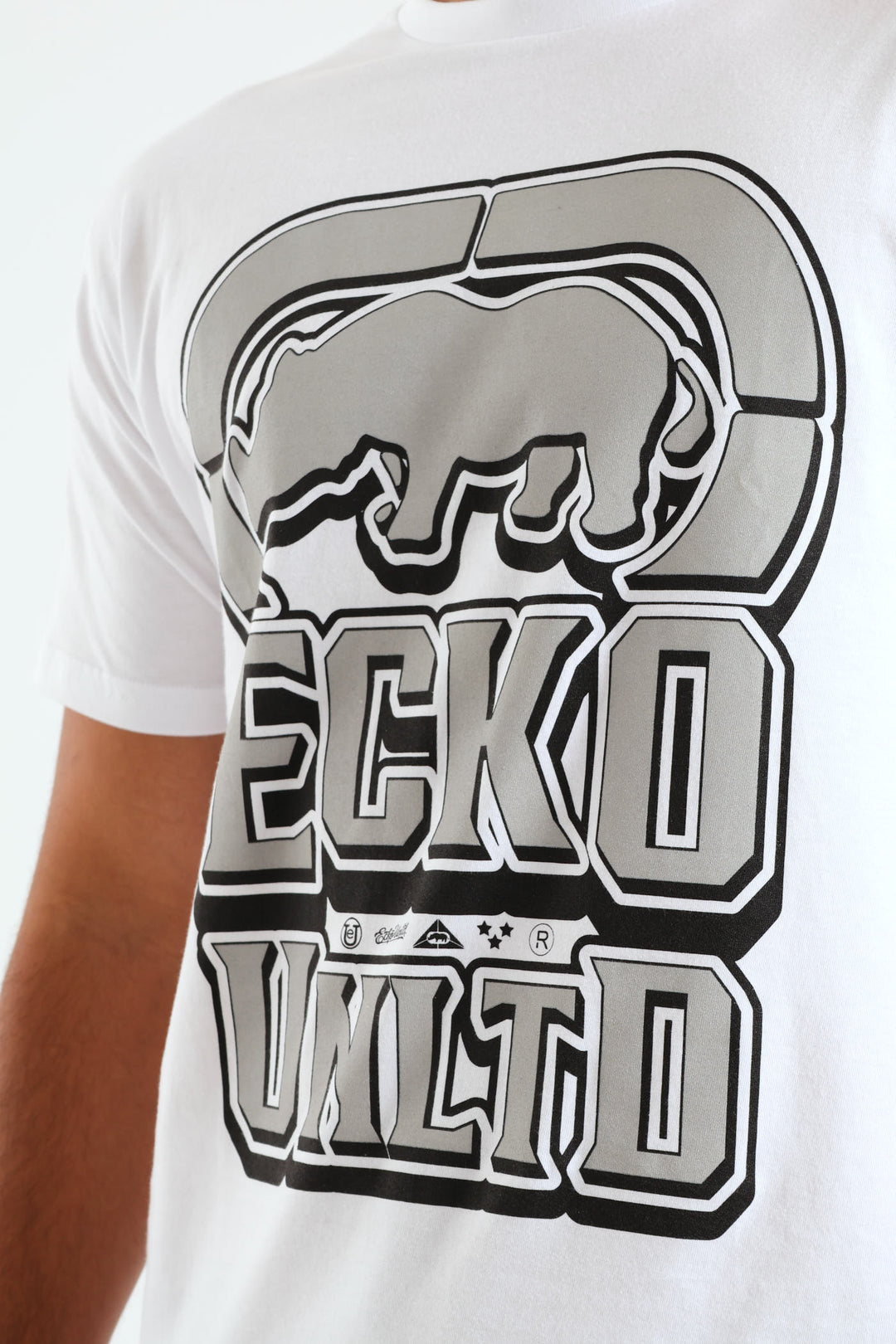 Metallic Print Rhino Tee - White