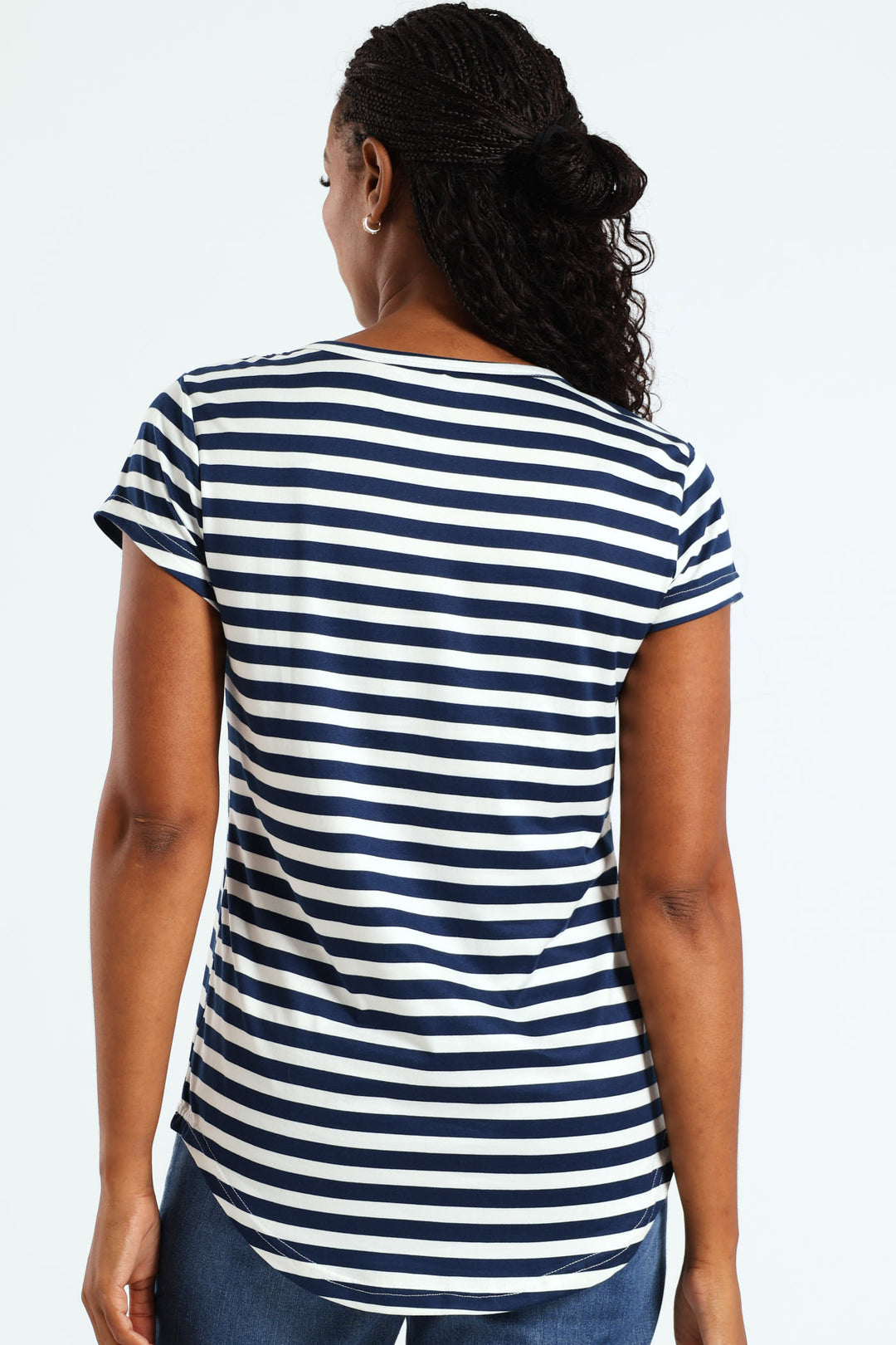 Stripe Pocket Tee - Navy/White